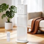 AILINKE Humidifier for Bedroom,8L Humidifiers for Large Room,Cool Mist,Diffuser,Transparent Tank,Night Light,Top Fill,3 levels mist,360°Nozzle,Extended Tube,Humidity Control,12H Timer,Home,White