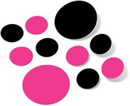 Hot Pink/Black Vinyl Wall Stickers - 2 & 4 inch Circles (60 Decals)