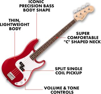 Squier Precision Bass Guitar, Dakota Red – Electric 4-String
