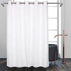 River Dream Hotel Grade No Hooks Needed Shower Curtain with Snap in Liner,Water Repellent, Machine Washable (White, 71"x86"(W/Liner))