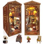 Book Nook Kit - DIY Miniature Model Wooden Dollhouse Booknook with LED Light for Adults Teen, Building Mini Puzzle Toy Bookends Shelf Decor Crafts for Boy Girls Gifts - Magic Book House