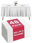 Prestee 48 White Plastic Tablecloth - 108 x 54 Plastic Table Cloths | Disposable Tablecloths White Tablecloths | Plastic Table Cover Disposable Tablecloths for BBQ Party, Fine Dining, Wedding, Outdoor