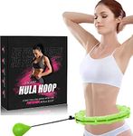 Fitness Hula Hoops, Weighted Hula Hoop For Adults 360 Degree Auto-Spinning Ball Massage, Infinity Hoop, Weight Loss Exercise Equipment for Home Use - 24 Detachable Knots/Link (Green)