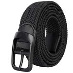 Drizzte Plus Size Mens Belt 140CM Casual Elastic Black Braided Stretchy Fabric Web Belts