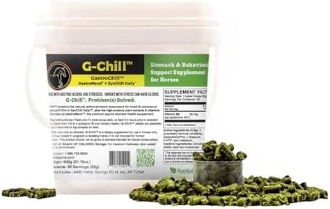 G-Chill All-Natural Digestive Health Support for Horses - 30 Servings - Promotes Stomach & Hindgut Health, Aids in Gastric Ulcer Relief, Enhances Collagen & Fibronectin Production for Tissue Repair