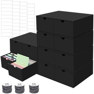 aopule 6 Packs Index Cards Box,3x5 Index Card Holder with Lid,2-Compartment Black Index Card Storage Organizer for 3'x5' Note Cards, Recipe Cards, Flashcards Office Organization