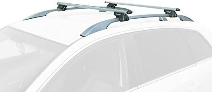 Summit SUP-915 Premium Railing Roof Bar for Cars with Raised Running Rails, Aluminium, Set of 2, Silver