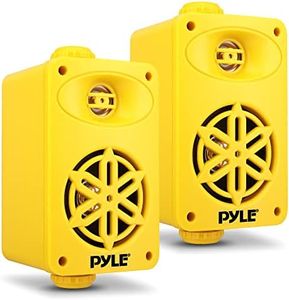 Pyle Indoor Outdoor Speakers Pair - 200 Watt Dual Waterproof 3.5” 2-Way Full Range Speaker System w/ 1/2” High Compliance Polymer Tweeter-in-Home, Boat, Marine, Deck, Patio,Poolside (Yellow) -PDWR35YL