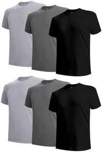 BAMBOO COOL Men's Undershirts Moisture Wicking Crewneck T Shirts, Breathable Stretch Soft Tees for Men, 6 Pack