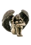 Bronzed Finish Winged Nude Male Angel Sculpture Statue Erotic Art
