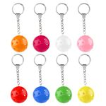 PEUTIER 8pcs Pickleball Keychains, Mini Funny Pickleball Keyring Ornament Jewelry Gifts for Pickleball Lovers Sports Luggage Bag Tags Backpack Decorations (8 Colors)