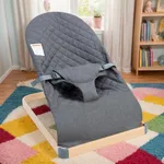 ANGELOGJGT Baby Bouncer - Portable Bouncer Seat for Babies, Ergonomic Design Baby Bouncy Seats Infant with Wood Grain Base Natural Vibrations, Grey