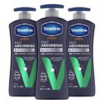 Vaseline Men 3in1 Body, Face & Hands Fast Absorbing Body Lotion for dry skin with 48H moisture + ultra hydrating lipids 600 ml (Pack of 3)