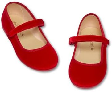 Childrenchic Mary Jane Shoes for Girls – Classic & Comfortable Dress Shoes for Toddlers & Kids – Perfect Flats for School, Play, and Special Occasions (Velvet, Red, 13 Little Kid)