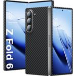 memumi Real Aramid Fiber for Samsung Galaxy Z Fold 6 Case, [NO-case Feeling] Durable Sturdy Aramid Fiber with 0.5mm Slim Case for Galaxy Z Fold6 Thin and Minimalist in Carbon Fiber Design, Black