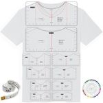 FINFINLIFE 12Pcs Upgraded Tshirt Ruler Guide for Vinyl Alignment, Higher Precise Shirt Ruler, Round Neck & V Neck, Multipurpose Bicolor Measurement Tool for Children Youth Adult Front and Back