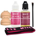 MIILYE Wig Glue for Front Lace Wig and Lace Glue Remover Set, Invisible Waterproof Hair Replacement Bonding Glue + Solvent + Lace Melting Band + Glue Application Brush