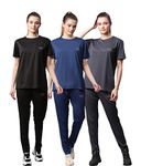 VIMAL JONNEY Dryfit Lycra Solid Multicolor Tracksuit Co-ord Sets for Women (Pack of 3)-DRYFIT_T_D10_BLK_BLU_GRY_006-XL