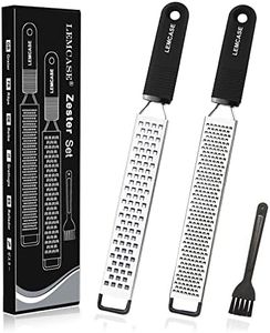 LEMCASE Rallador de Limón, Queso - Fino Zester con Cuchilla de Acero Inoxidable y Mango de Silicona | Negro (2 Piezas Set)