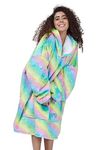 LAMA STORE Premium Sherpa Wearable Blanket Hoodie | Cozy Oversized Hooded Blanket with Large Front Pockets for Women & Men | Perfect for Lounging & Snuggling | Kinda Like a Rainbow