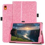 JKhandy Case for Onn. 8 Inch Tablet Gen 4 Model:100135923 2024 Release - Folio PU Leather Stand Cover with Pencil Holder, Glitter Pink