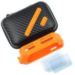 HCJYC 5 in 1 Protective Accessories Soft Silicone Case & EVA Carrying Case & 3 pack of Screen Protect & SD Card Dust Plug & GPIO Dust Plug for Flipper Zero - Orange with Black Stroage Case