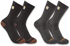 Carhartt Men's Midweight Logo Crew Sock 2 Pack, Assorted 1, Large