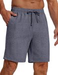 COOFANDY Mens 9 Inch Flat Front Shorts Casual Summer Beach Shorts Stretchy Drawstring Waistband Shorts with Pockets Navy Blue