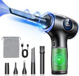 EOIWUY Compressed Air Duster for PC, [LED Light & Power Display] 3-Speed Adjustable 90000RPM Electric Air Duster with 5 Switchable Nozzles, Rechargeable Air Blower Cleaner for Computer/Keyboard/Car