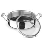 Bergner Hitech Triply Non-Stick 28 cm (5.7 L) Serving Pan with Flat Glass Lid, Non-Stick Mesh Pattern Inside, Metal Spatula Friendly, Even Heat Distribution, Induction Bottom and Gas Stove Ready