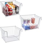 Sorbus Farmhouse Scoop Storage Bin Wire Baskets with Handles, Stackable Basket Set Organizers for Home, Kitchen Pantry, Bathroom, Laundry, Closet Organization, Iron Metal (3-Pack, White)