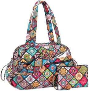 TOPDesign Travel Duffel Bag for Women, Puffer Gym Bag Sports Tote with Wet Pocket, Carry On Weekender with Luggage Sleeve (Yoga)