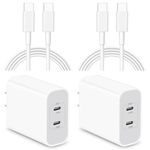 ARCCRA Charger for iPhone 16/16 Pro Max Charger, 2 Pack 40W Fast Dual Port USB C Charger Block with [6FT&10FT] Long USB C to C Cable for iPhone 16/16 Plus/16 Pro Max/15/15 Pro Max, iPad Pro/Air/Mini