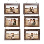 Rexllon 4x6 Wall Hanging Picture Frames Collage with 3 Opening Rustic Brown Frames 2 Pack