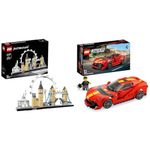 LEGO 21034 Architecture Skyline Model Building Set, London Eye, Big Ben & 76914 Speed Champions Ferrari 812 Competizione, Sports Car Toy Model Building Kit, 2023 Series, Collectible Race Vehicle Set