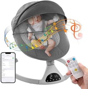 Soobaby Baby Swing for Infants,Electric Bouncer for Babies,Portable Swing for Baby Boy Girl,Remote Control Indoor Baby Rocker with 5 Sway Speeds,Music and Bluetooth,Dark Gray