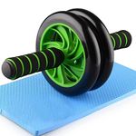 8Bit Anti Skid Double Wheel AB Roller Exerciser for Abdominal and Stomach Exercise Training with Knee Mat and Steel Handle | Workout at Home For 6 Pack Abs Multicolor