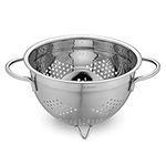 Navaris Stainless Steel Colander 2.8L / 3-Quart - Metal Strainer with Large Holes and Handles for Pasta, Spaghetti, Vegetables, Rice