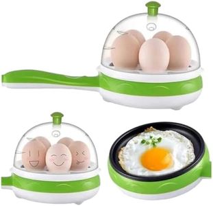 MADHURAM ENTERPRISE Single Handle 7-Egg Boiler & Frying Pan Machine, Non-Stick Steamer & Pan, Green, Plastic, 2-in-1 Egg Boiler & Omelette Maker