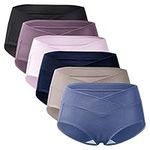 Mama Cotton Women's Under The Bump Maternity Panties Pregnancy Postpartum Maternity Underwear (Color-Multicolor-B 6 Pack, Size-S)