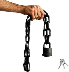 Urban August Security Chain Hardened 8mm Thick with a Weather-Resistant Pad Lock - Stainless Steel Heavy Duty Chain Lock for Gate Bike Generator Fence Outdoor - Anti-Rust Galvanized Steel (Black)