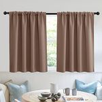 RYB HOME Blackout Curtain Set - Solid Country Curtains Sunlight Glare Block Noise Reduce Drapes for Bedroom Kitchen Cafe Basement RV Cargo Window, 52 x 36 inch Long, Cappuccino, 2 Pcs