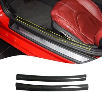 taruisixt Dry Real Carbon Fiber for 2019-2022 Toyota Supra Car Door Interior Trim Accessories Built-in Door Sill Trim Covers (Black Carbon)
