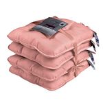 Lions Pack of 4 Seat Cushions for Dining Chairs - 37x37cm - Adjustable Kitchen Outdoor Chair Cushions with Ties Strap, Ultra Soft Comfortable Seat Pad for Living Room Office, Pink