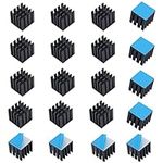 20pcs Aluminum Heatsink 0.59x0.59x0.59inch / 15x15x15mm Heat sink with Thermal Conductive Adhesive Tape for Raspberry pi Electronic Chip RAM IC Radiator Cooler Cooling