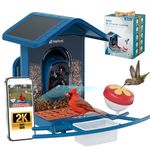 Smart Bird Feeder with Camera Solar Powered, 5GHz/2.4GHz, 2K HD Live View, AI Bird Species Identify, Instant Arrival Alerts, Weatherproof Outdoor Bird Feeder Camera, Best for Bird Lovers