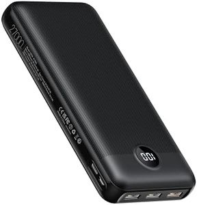 VEGER Bateria Externa Carga Rapida,Power Bank 27000mAh,USB C Bateria Portatil,PD 20W QC 3.0 Cargador Portati con 2 Entradas y 4 Salidascon iPhone 15/14 Serie Samsung Huawei etc Smartphones Tablets