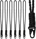 Chinco 6 Pieces Heavy Duty Braided Paracord Military Lanyard for Keys Necklace Whistles Lanyard Wrist Strap Parachute Rope Badge Waterproof Holder Metal Clip Hook for Keys Camera Traveling, Black, 22 Inch