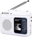 Retekess TR606 Portable Cassette Players Recorders, AM FM Radio Tape Player, Supports Voice/AUX Line in Record, Powered by DC or AA Battery (White)