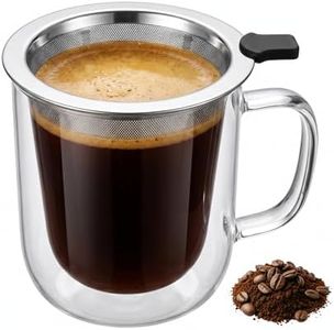 NANSPATH Single Serve Immersion Coffee Maker, Borosilicate Glass Pour Over Coffee Cup with Reusable Stainless Steel Filter, Pour Over Coffee Makers, for Home Office Travel (320, Milliliters)